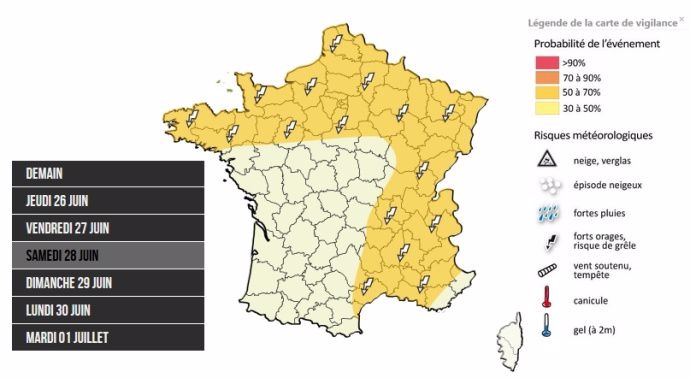 Les cartes de vigilance météo sur Terre-net.