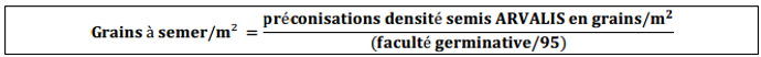 Calcul de la densité de semis selon le niveau de faculté germinative de la semence.