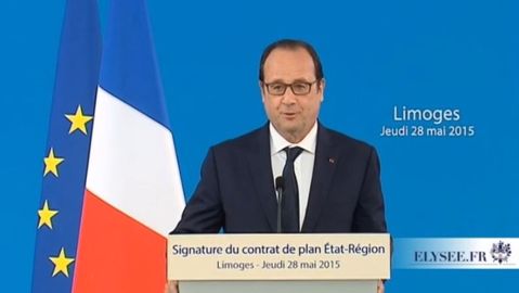 François Hollande, à Limoges jeudi 28 mai 2015, aborde la question des aides Pac 2015 (©Terre-net Média) 
