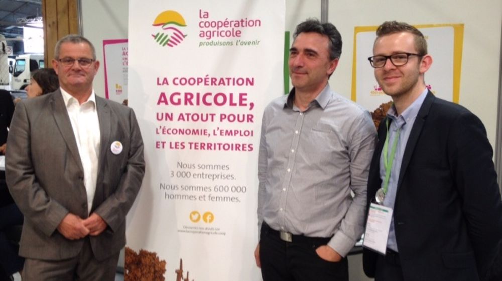 Jean-Yves Ménard, coopérateur Terrena, Pascal Blanchard, technicien co-produits chez Triskalia et Emmanuel Ramfel, chargé de mission énergie à Coop de France. (©Terre-net Média)