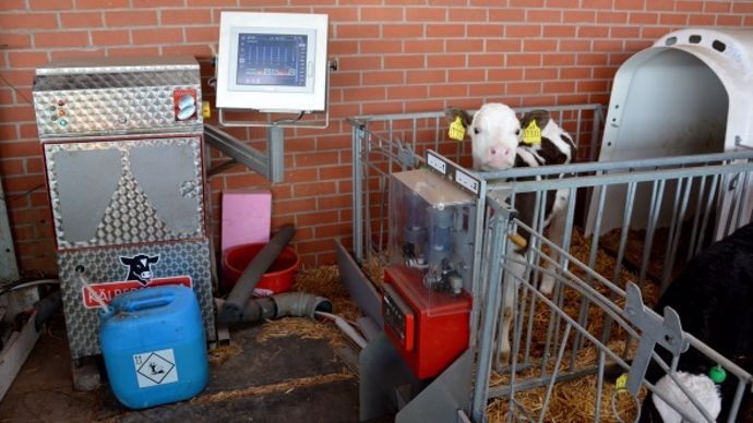 L'écran tactile du Dal Urban Calfmom Lifestar permet de contrôler la buvée de chaque veau.