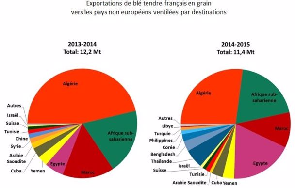 Exportations de blé vers les pays hors Union européenne