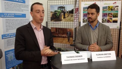 Thomas Diemer, président de Jeunes agriculteurs et Florian Breton, fondateur de Miimosa, première plateforme de financement participatif réservé au secteur agricole. (©Terre-net Média)