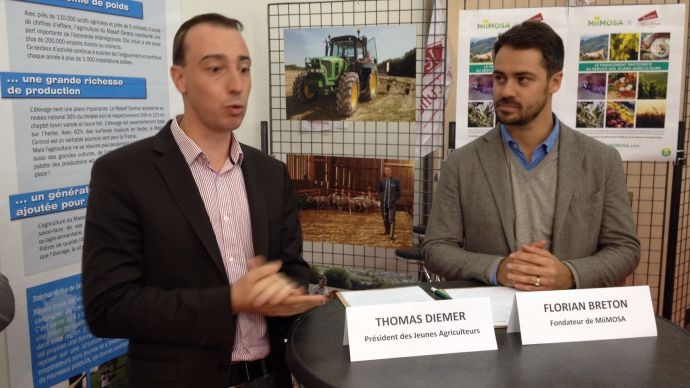 Thomas Diemer, président de Jeunes agriculteurs et Florian Breton, fondateur de Miimosa, première plateforme de financement participatif réservé au secteur agricole.