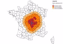 Carte des périmètres interdits, zones de protection et zones de surveillance au 9 octobre 2015. (©<a href="http://www.gds03.fr/" target="_blank">Gds03</a>) Carte des périmètres interdits, zones de protection et zones de surveillance au 9 octobre 2015. (©<a href="http://www.gds03.fr/" target="_blank">Gds03</a>)