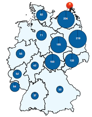 Taille moyenne des troupeaux (nombre de vaches) selon les régions.