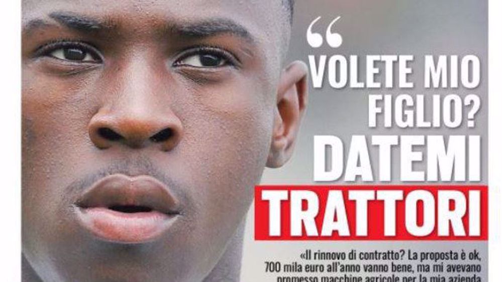 Le père du footballeur Moise Kean veut des tracteurs en échange du contrat de son fils. (©Tuttosport)