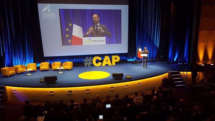 Le Premier ministre Édouard Philippe clôturant la convention annuelle 2018 des chambres d'agriculture.