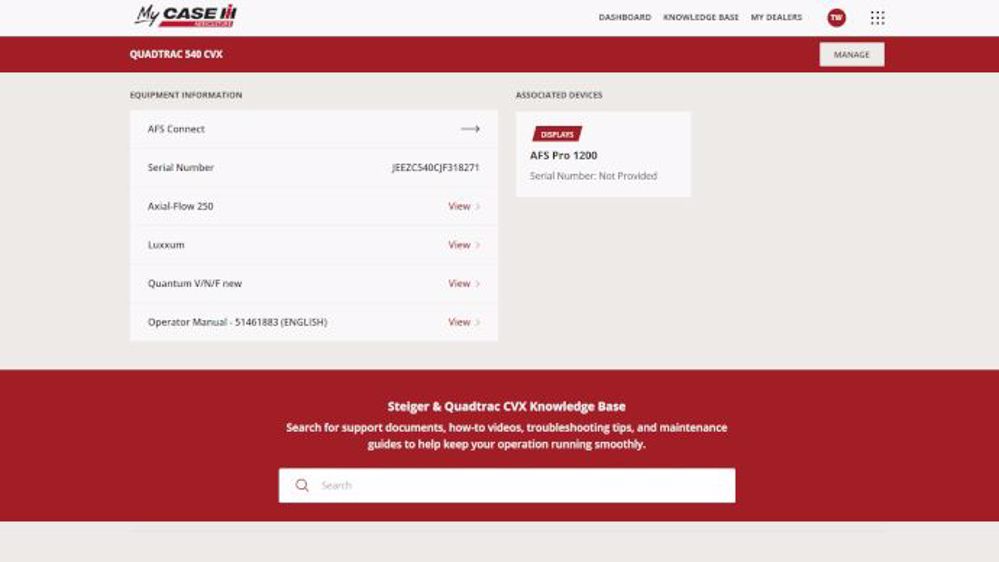 Toutes les données du parc matériel de l'exploitation sont stockées sur la plateforme MyCaseIH. (©Case IH)