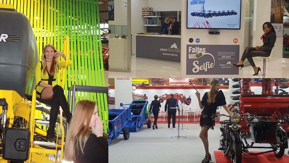 Des hôtesses sur les stands du Sima 2019. Ici chez Bednar, Krukowiak et Mc Cormick, notamment. (©Terre-net Média)