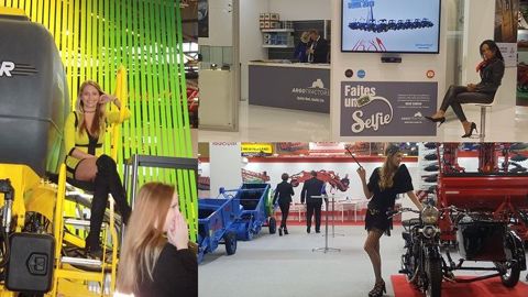 Des hôtesses sur les stands du Sima 2019. Ici chez Bednar, Krukowiak et Mc Cormick, notamment. (©Terre-net Média)