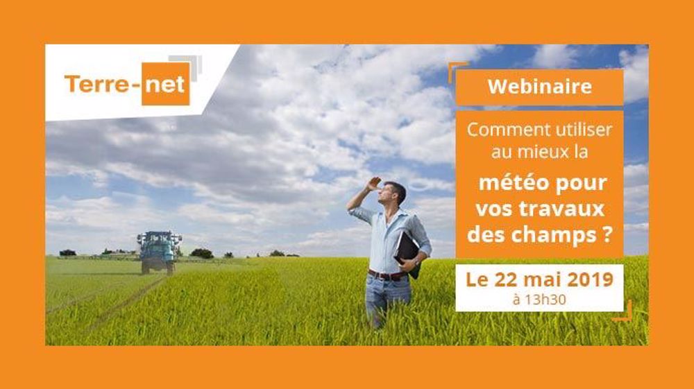 <a href="https://attendee.gotowebinar.com/register/7918237839527228684?source=ART" target="_blank">Inscrivez-vous au webinaire</a> « Comment utiliser au mieux la météo pour vos travaux des champs ? », organisé par Terre-net en partenariat avec MeteoNews. (©Terre-net Média)