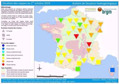 Etat des nappes phréatiques au 1er octobre 2019.