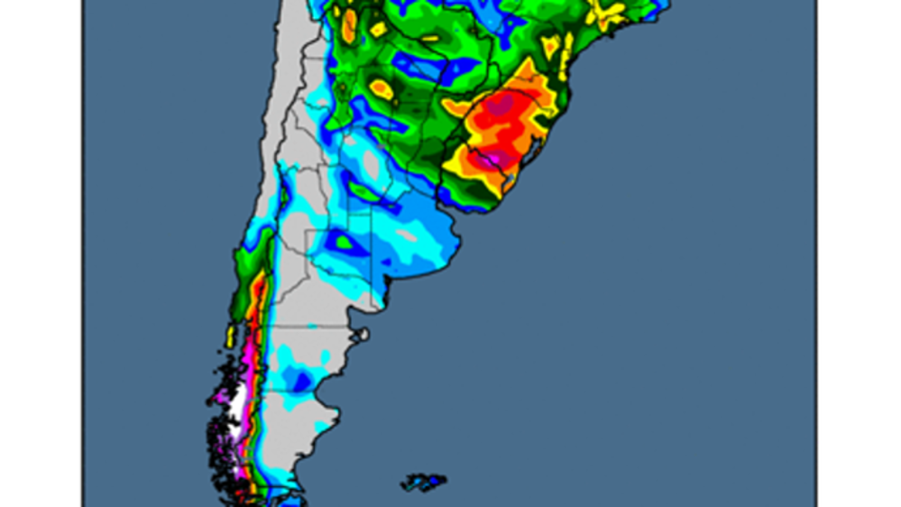Précipitations attendues en Argentine sur 7 jours (©World Ag Weather)