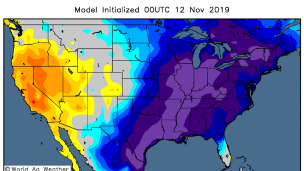Les températures sont largement sous les normales de saison dans une grande partie des États-Unis (©World Ag Weather)