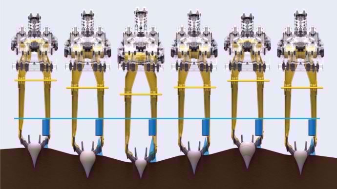 Le système R-contour règle la profondeur des socs grâce aux capteurs à ultrasons située à coté de chaque rangée de betteraves. 
