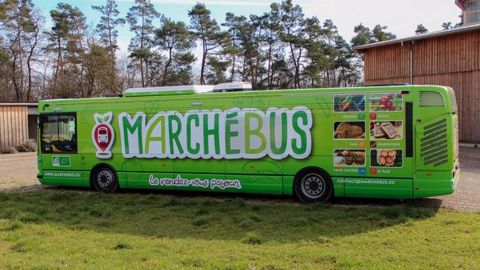 Un drôle de bus sillonne le nord de l'Alsace depuis 2016 ! (©Association des producteurs bio d'Alsace du Nord) Un drôle de bus sillonne le nord de l'Alsace depuis 2016 ! (©Association des producteurs bio d'Alsace du Nord)