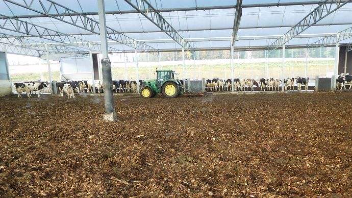 La litière malaxée offre une aire de couchage confortable pour les animaux et simplifie le travail de l'éleveur tout en lui fournissant un compost de qualité.