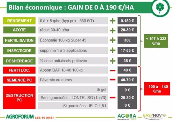 Bilan économiques des leviers agronomiques en colza