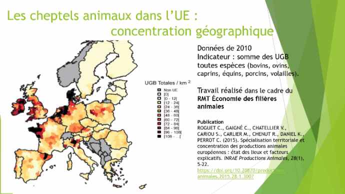 Concentration des cheptels animaux dans l'UE (données de 2010)