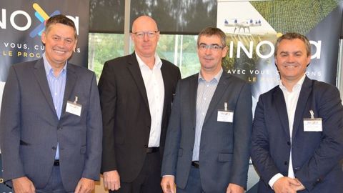 De gauche à droite : Alain Fremy (directeur général adjoint Inoxa), Jean-François Gaffet (vice-président Inoxa), Bertrand Hernu (président Inoxa) et Emmanuel Fremy (directeur général Inoxa). (©Inoxa)