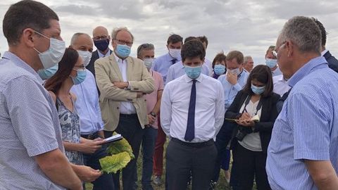 Julien Denormandie, en visite fin juillet d'une exploitation de Seine-et-Marne touchée par la jaunisse virale des betteraves. (©Ministère de l'agriculture)