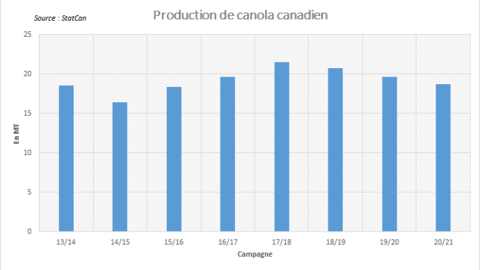 Production canadienne de canola.