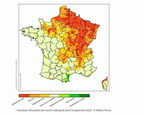 Carte indice humidité des sols