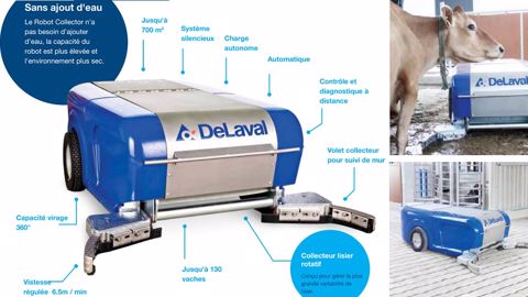 Delaval présente son nouveau robot collecteur de lisier. (©Delaval) Delaval présente son nouveau robot collecteur de lisier. (©Delaval)