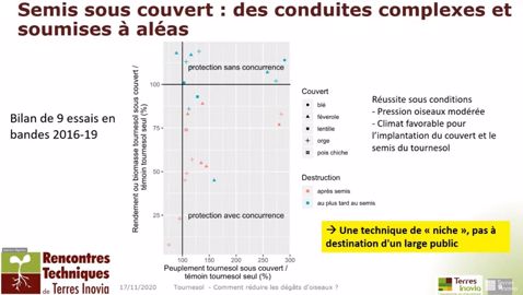 Résultats d'essais de semis direct de tournesol sous couvert