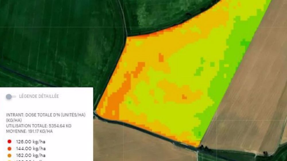 Ce nouvel module en phase de test a pour objectif d'ajuster les derniers apports d'azote en fonction du potentiel de rendement en place. (©Precifield)