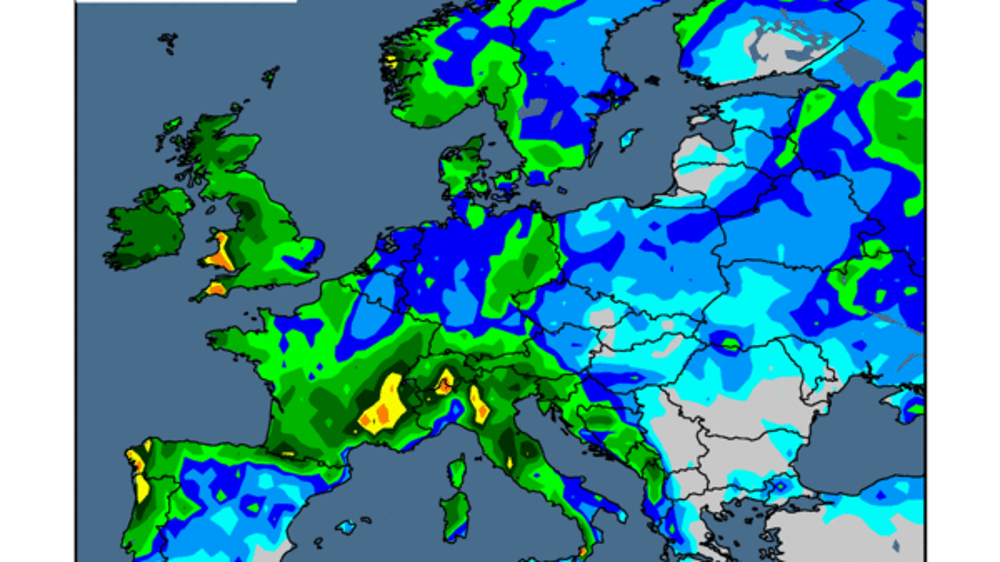 Prévisions de pluies à sept jours. (©WorldAgWeather) Prévisions de pluies à sept jours. (©WorldAgWeather)