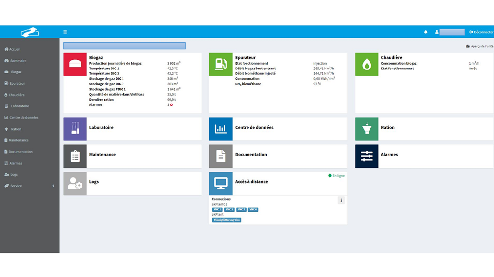 En quelques clics sur AkCockpit, l'exploitant pourra suivre et gérer son unité de méthanisation à distance. (©Agrikomp)