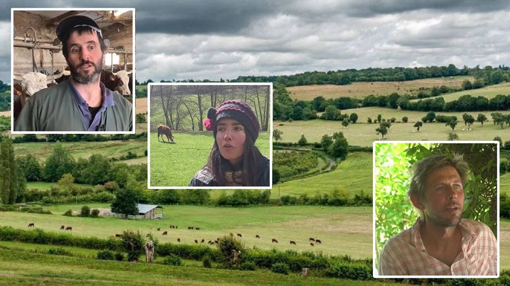À gauche, Jean-Pierre Chassang et Gaëlle Petit, éleveurs laitiers (Cantal). À droite, Andrew Coecup, polyculteur-éleveur allaitant (Gers). (©Pixabay et Youtube) À gauche, Jean-Pierre Chassang et Gaëlle Petit, éleveurs laitiers (Cantal). À droite, Andrew Coecup, polyculteur-éleveur allaitant (Gers). (©Pixabay et Youtube)