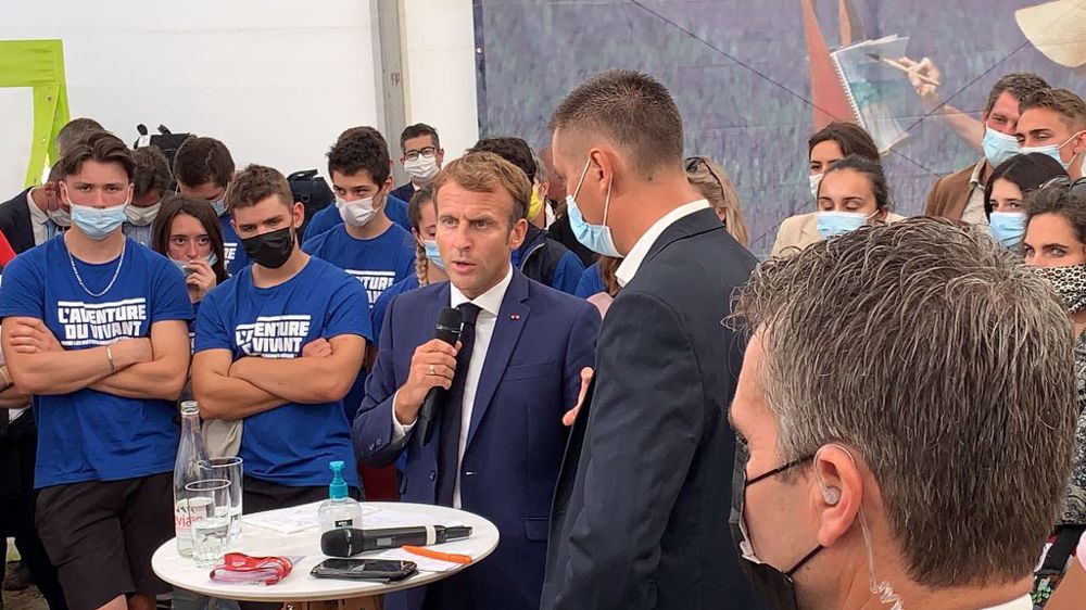 Emmanuel Macron à Terres de Jim, le 10 septembre. (©Jeunes Agriculteurs)