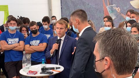 Emmanuel Macron à Terres de Jim, le 10 septembre. (©Jeunes Agriculteurs) Emmanuel Macron à Terres de Jim, le 10 septembre. (©Jeunes Agriculteurs)