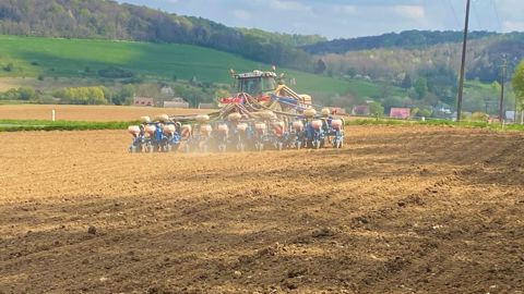 Les semis de maïs avancent en même temps que les ensilages d'herbe. (©Terre-net Média) Les semis de maïs avancent en même temps que les ensilages d'herbe. (©Terre-net Média)