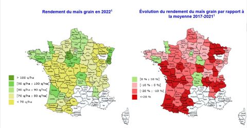 Cartes de rendements du maïs grain.