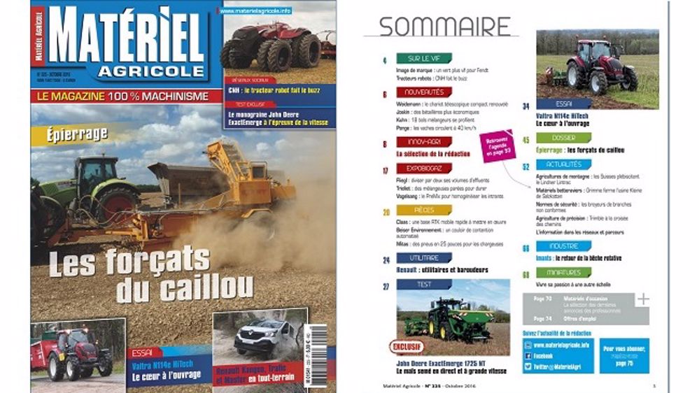 Matériel Agricole n°225 dans votre boîte aux lettres ou en kiosque ! Matériel Agricole n°225 dans votre boîte aux lettres ou en kiosque !