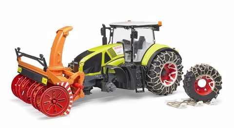 Le Claas Axion 950 de Bruder paré pour l'hiver