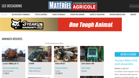 Matériel Agricole vous propose des nouvelles annonces de matériels d'occasion
