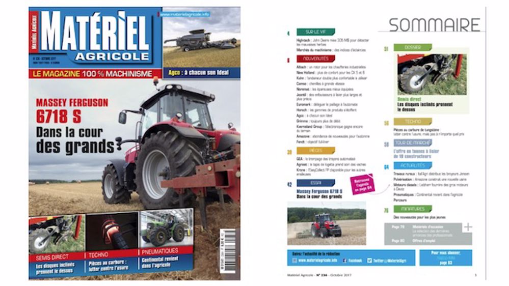 Matériel Agricole n°236 dans votre boîte aux lettres ou en kiosque ! Matériel Agricole n°236 dans votre boîte aux lettres ou en kiosque !