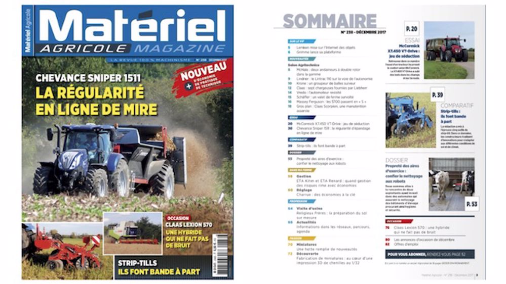 Matériel Agricole n°238 dans votre boîte aux lettres ou en kiosque ! Matériel Agricole n°238 dans votre boîte aux lettres ou en kiosque !