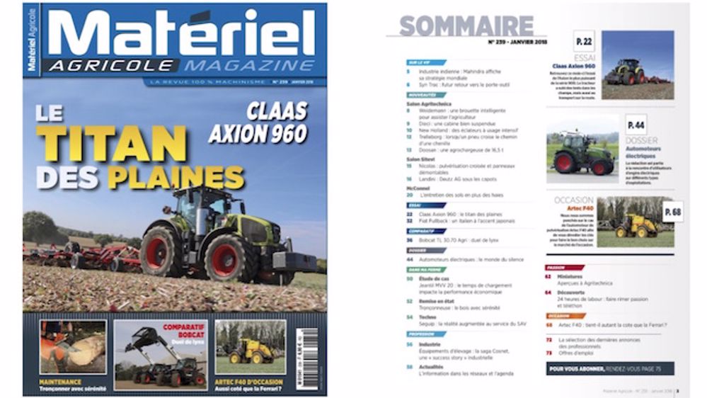 Matériel Agricole n°239 dans votre boîte aux lettres ou en kiosque ! Matériel Agricole n°239 dans votre boîte aux lettres ou en kiosque !