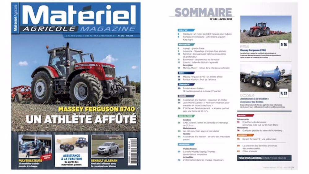 Matériel Agricole n°242 dans votre boîte aux lettres ou en kiosque ! Matériel Agricole n°242 dans votre boîte aux lettres ou en kiosque !