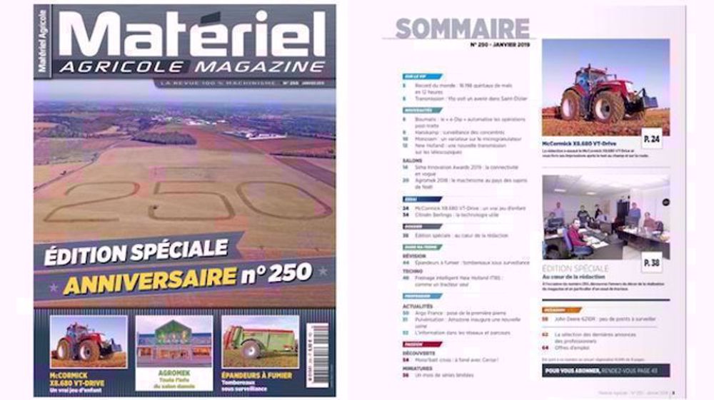 Matériel Agricole n°250 dans votre boîte aux lettres ou en kiosque Matériel Agricole n°250 dans votre boîte aux lettres ou en kiosque