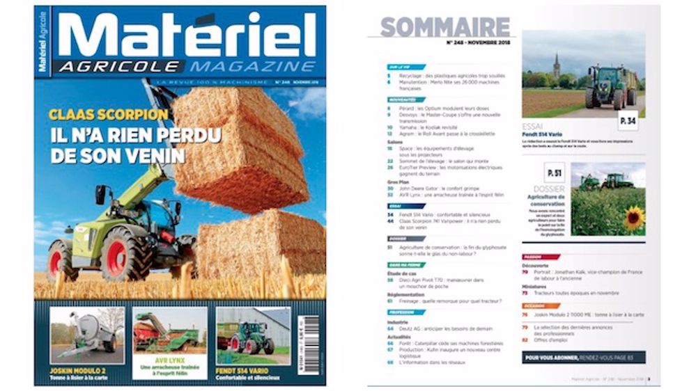 Matériel Agricole n°248 dans votre boîte aux lettres ou en kiosque ! Matériel Agricole n°248 dans votre boîte aux lettres ou en kiosque !