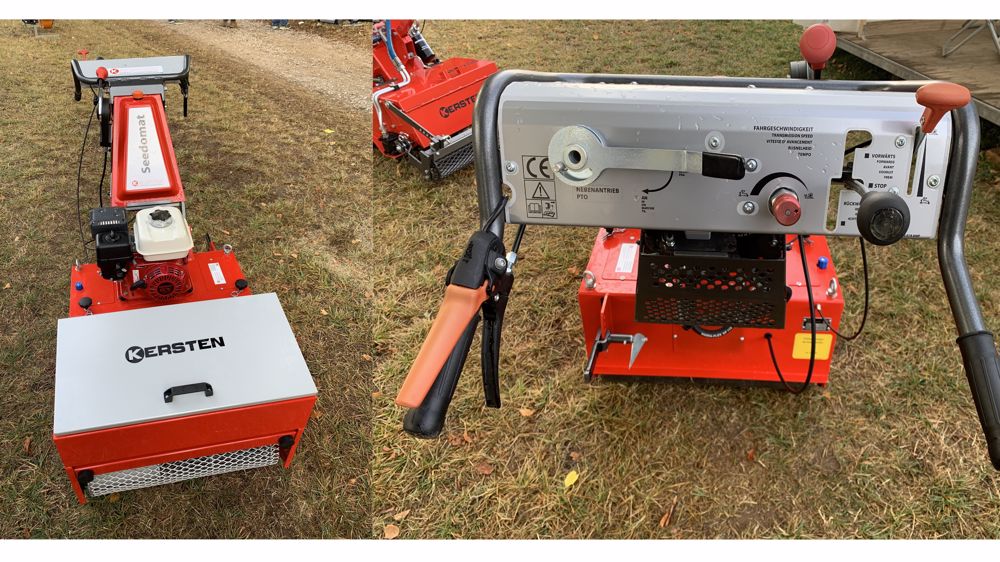 Vue de la machine (à gauche) et de ses commandes centralisées sur le tableau de bord (à droite). 