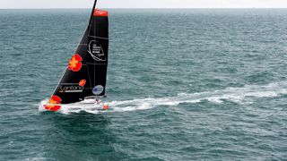 L’Imoca (voilier monocoque) du skipper Louis Duc participant à la Transat Jacques Vabre. 