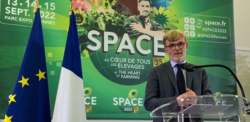 Marc Feseau, ministre de l'Agriculture, le 13 septembre 2022, au Space à Rennes. Marc Feseau, ministre de l'Agriculture, le 13 septembre 2022, au Space à Rennes.